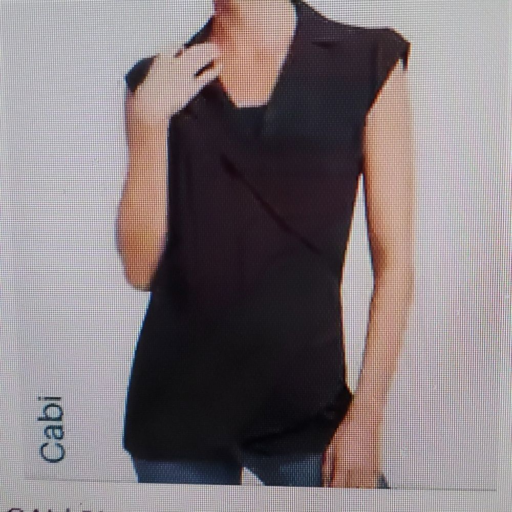 CAbi Origami Top #757 Cap Sleeves Faux Wrap Top S Black